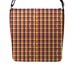 Yellow Blue Red Lines Color Pattern Flap Messenger Bag (l) 