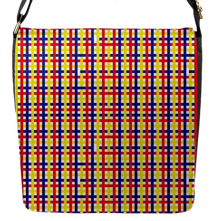 Yellow Blue Red Lines Color Pattern Flap Messenger Bag (S)