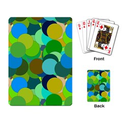 Green Aqua Teal Abstract Circles Playing Card