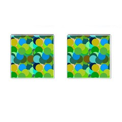 Green Aqua Teal Abstract Circles Cufflinks (square)