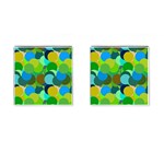 Green Aqua Teal Abstract Circles Cufflinks (Square) Front(Pair)