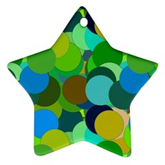 Green Aqua Teal Abstract Circles Star Ornament (two Sides) by Simbadda