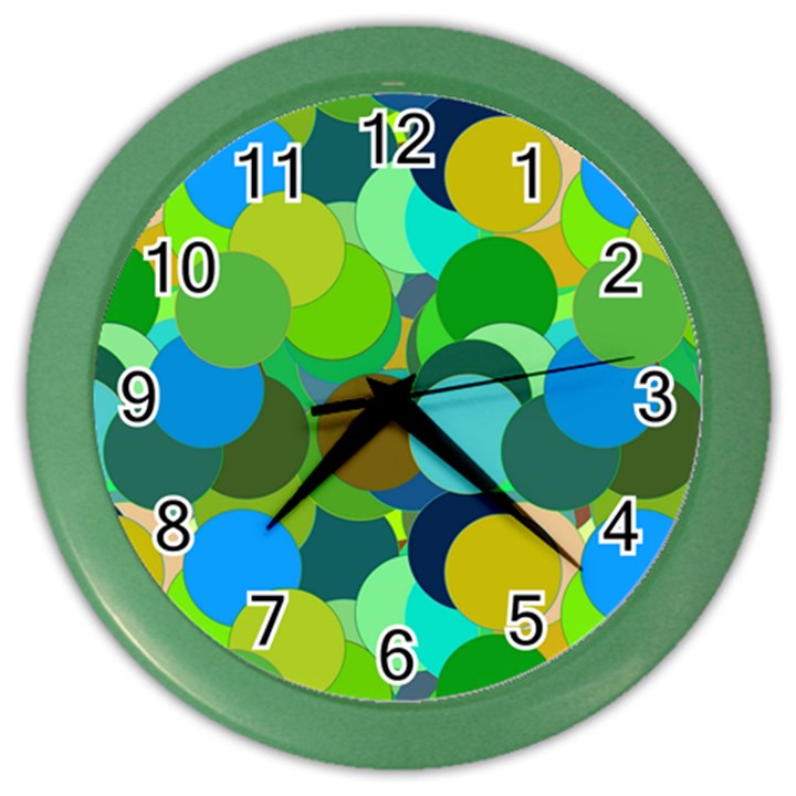 Green Aqua Teal Abstract Circles Color Wall Clocks