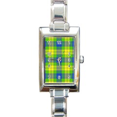 Spring Plaid Yellow Rectangle Italian Charm Watch by Simbadda