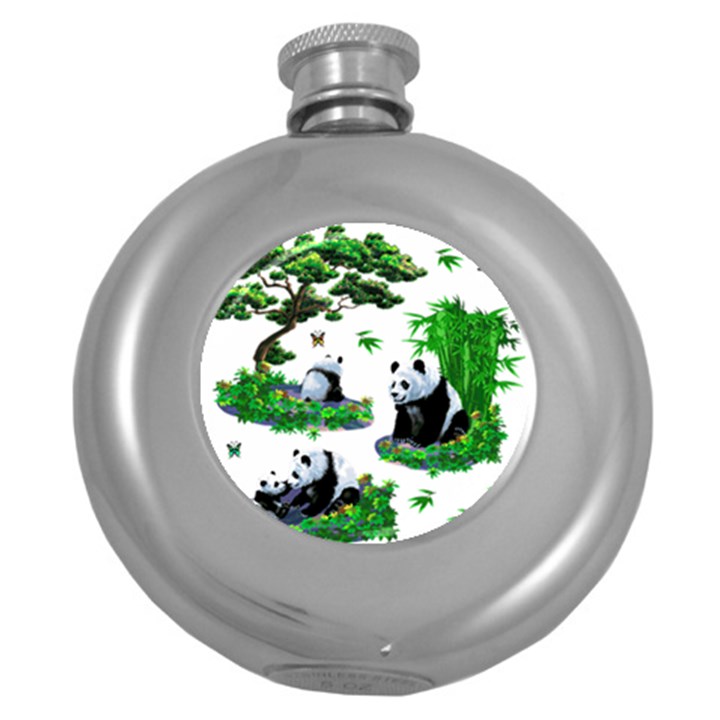 Cute Panda Cartoon Round Hip Flask (5 oz)