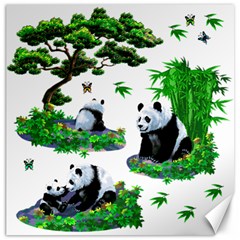 Cute Panda Cartoon Canvas 16  X 16   by Simbadda