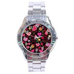 Love Hearts Sweet Vector Stainless Steel Analogue Watch by Simbadda