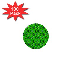 Green Abstract Art Circles Swirls Stars 1  Mini Buttons (100 Pack)  by Simbadda