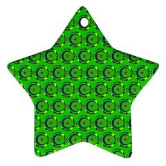 Green Abstract Art Circles Swirls Stars Star Ornament (two Sides) by Simbadda
