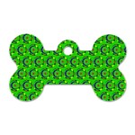 Green Abstract Art Circles Swirls Stars Dog Tag Bone (Two Sides) Back