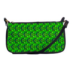 Green Abstract Art Circles Swirls Stars Shoulder Clutch Bags by Simbadda