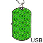 Green Abstract Art Circles Swirls Stars Dog Tag USB Flash (Two Sides) Back