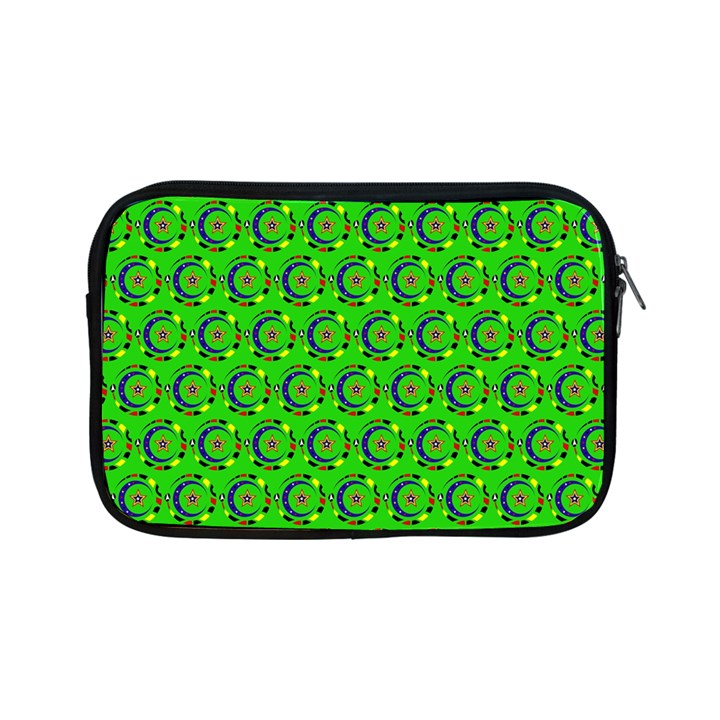 Green Abstract Art Circles Swirls Stars Apple iPad Mini Zipper Cases