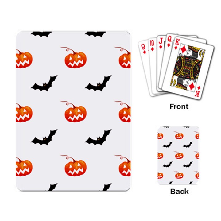 Halloween Seamless Pumpkin Bat Orange Black Sinister Playing Card