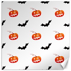 Halloween Seamless Pumpkin Bat Orange Black Sinister Canvas 16  X 16  