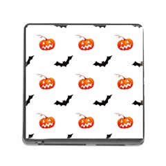 Halloween Seamless Pumpkin Bat Orange Black Sinister Memory Card Reader (square)