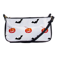 Halloween Seamless Pumpkin Bat Orange Black Sinister Shoulder Clutch Bags