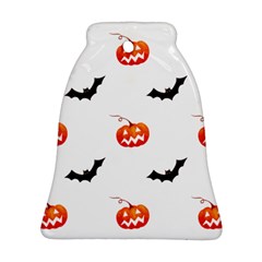 Halloween Seamless Pumpkin Bat Orange Black Sinister Ornament (bell)