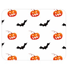 Halloween Seamless Pumpkin Bat Orange Black Sinister Double Sided Flano Blanket (medium)  by Alisyart