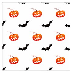 Halloween Seamless Pumpkin Bat Orange Black Sinister Large Satin Scarf (square) by Alisyart
