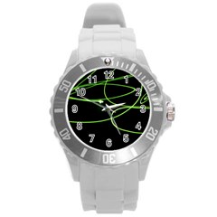 Light Line Green Black Round Plastic Sport Watch (l) by Alisyart