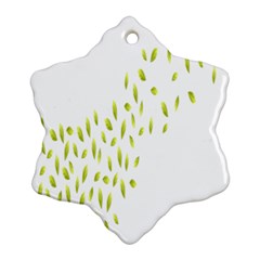 Leaves Leaf Green Fly Landing Snowflake Ornament (two Sides)