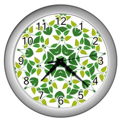 Leaf Green Frame Star Wall Clocks (silver) 