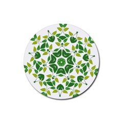 Leaf Green Frame Star Rubber Coaster (round)  by Alisyart