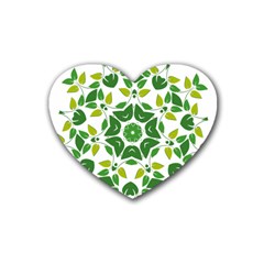 Leaf Green Frame Star Rubber Coaster (heart)  by Alisyart