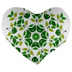 Leaf Green Frame Star Large 19  Premium Flano Heart Shape Cushions Front