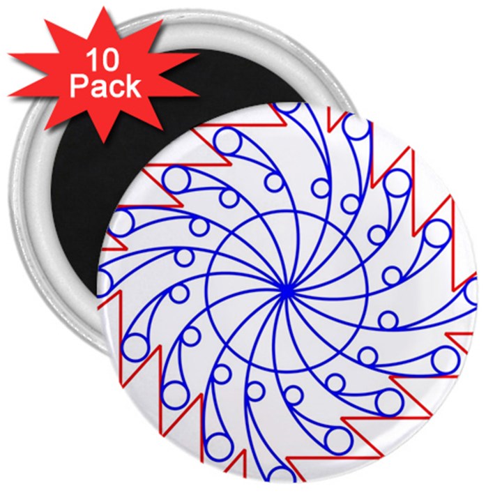 Line  Red Blue Circle 3  Magnets (10 pack) 