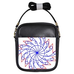 Line  Red Blue Circle Girls Sling Bags