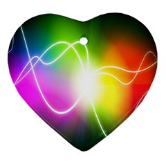 Lines Wavy Ight Color Rainbow Colorful Ornament (heart)