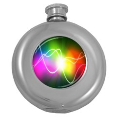 Lines Wavy Ight Color Rainbow Colorful Round Hip Flask (5 Oz)