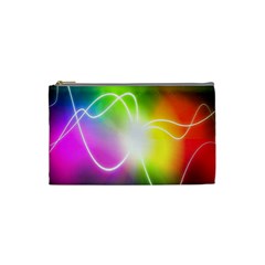 Lines Wavy Ight Color Rainbow Colorful Cosmetic Bag (small) 