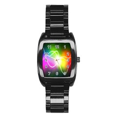Lines Wavy Ight Color Rainbow Colorful Stainless Steel Barrel Watch by Alisyart