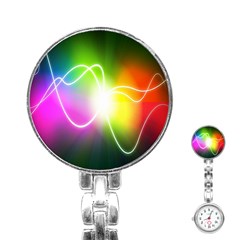 Lines Wavy Ight Color Rainbow Colorful Stainless Steel Nurses Watch by Alisyart
