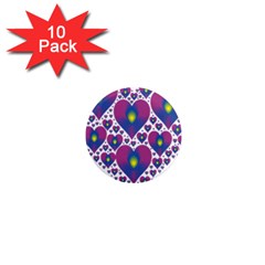 Heart Love Valentine Purple Gold 1  Mini Magnet (10 Pack) 