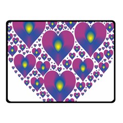 Heart Love Valentine Purple Gold Double Sided Fleece Blanket (small) 