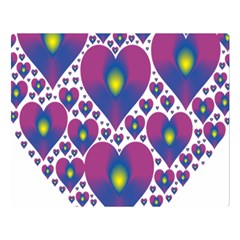 Heart Love Valentine Purple Gold Double Sided Flano Blanket (large)  by Alisyart