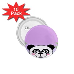 Panda Happy Birthday Pink Face Smile Animals Flower Purple Green 1 75  Buttons (10 Pack) by Alisyart