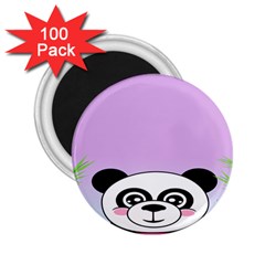 Panda Happy Birthday Pink Face Smile Animals Flower Purple Green 2 25  Magnets (100 Pack) 