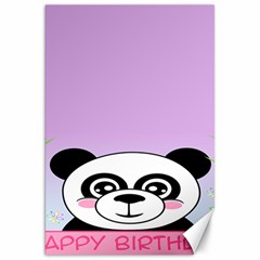 Panda Happy Birthday Pink Face Smile Animals Flower Purple Green Canvas 20  X 30   by Alisyart