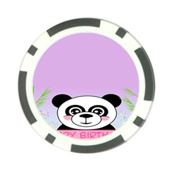 Panda Happy Birthday Pink Face Smile Animals Flower Purple Green Poker Chip Card Guard