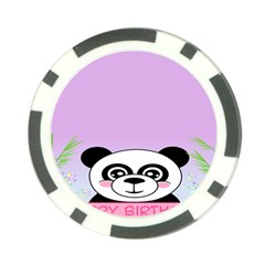Panda Happy Birthday Pink Face Smile Animals Flower Purple Green Poker Chip Card Guard (10 Pack)
