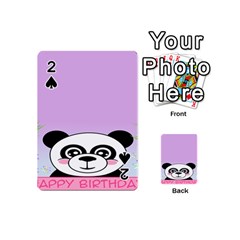 Panda Happy Birthday Pink Face Smile Animals Flower Purple Green Playing Cards 54 (mini) 