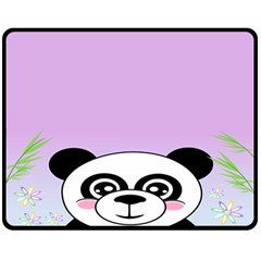 Panda Happy Birthday Pink Face Smile Animals Flower Purple Green Double Sided Fleece Blanket (medium) 