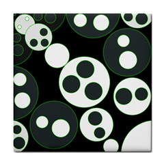 Origami Leaf Sea Dragon Circle Line Green Grey Black Tile Coasters