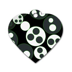 Origami Leaf Sea Dragon Circle Line Green Grey Black Dog Tag Heart (two Sides) by Alisyart