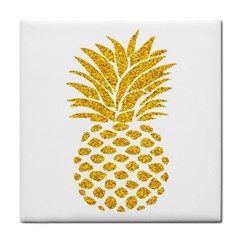 Pineapple Glitter Gold Yellow Fruit Tile Coasters